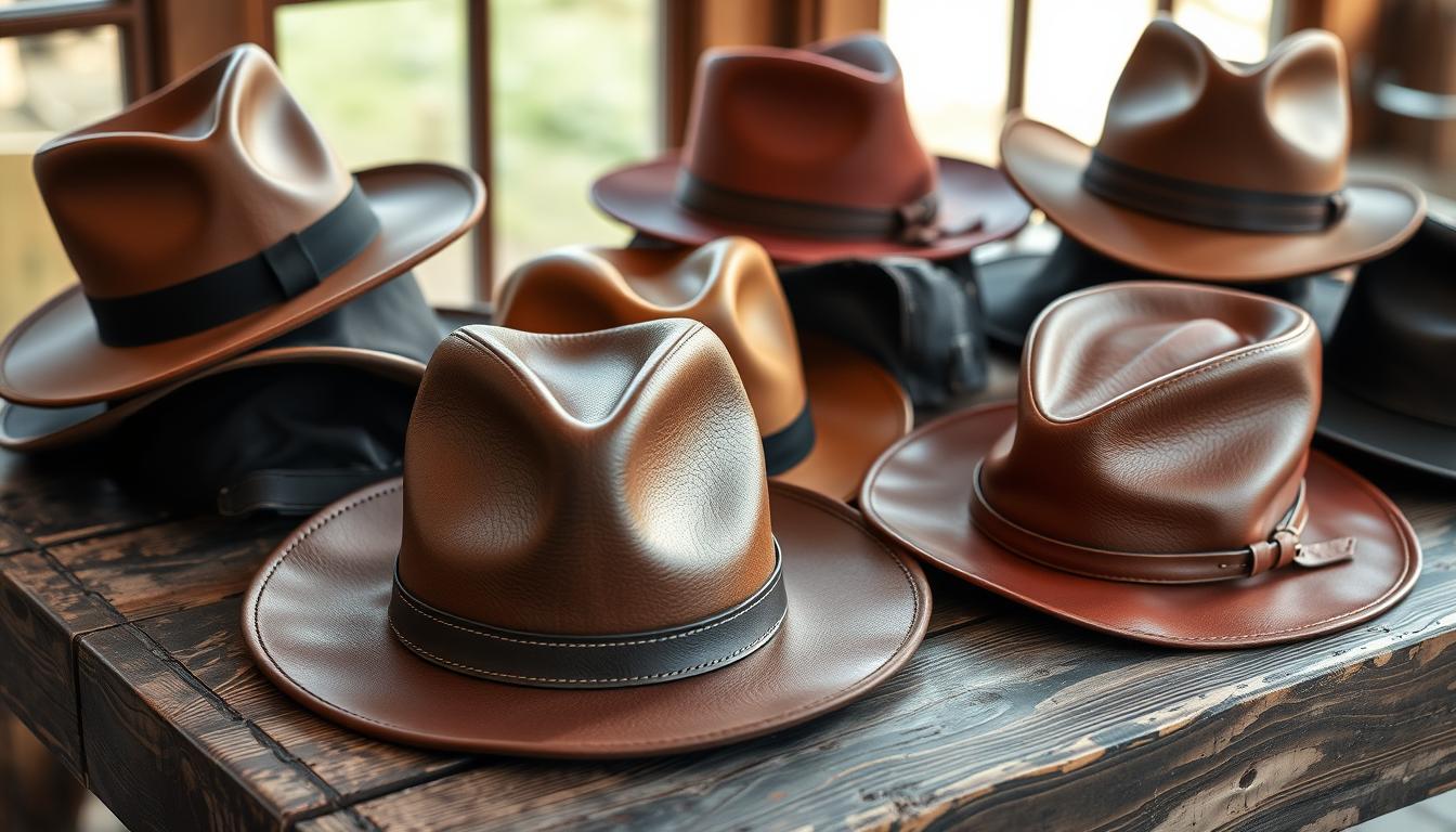 shop brown leather hat