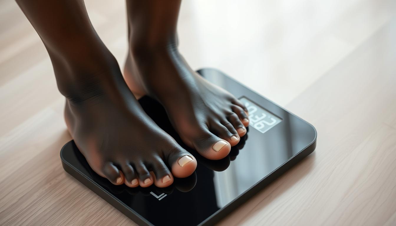 weight loss black feet on scale