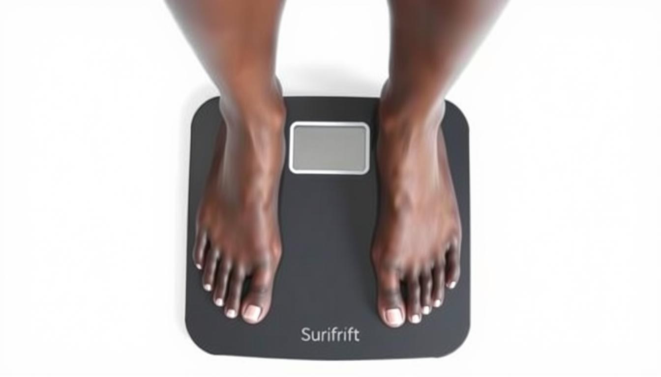 weight loss black feet on scale clipart